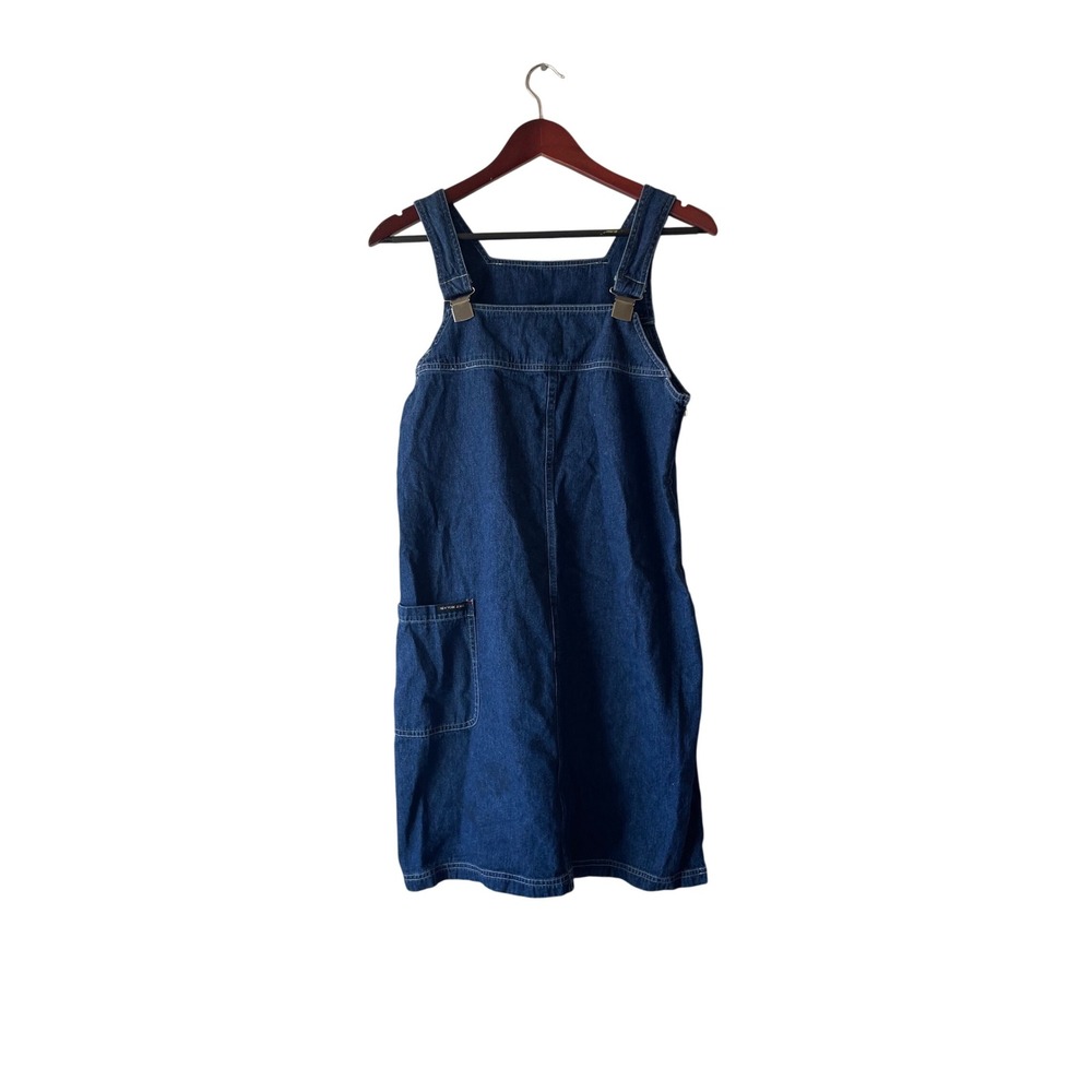 NY Jeans New York & Company 90s‎ Denim Pinafore Overall Dress Dark Wash Medium